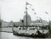 Replica Viking ship.